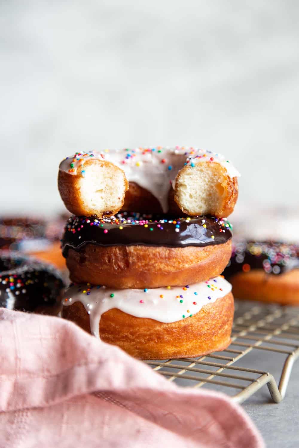 A stack of glazed donuts